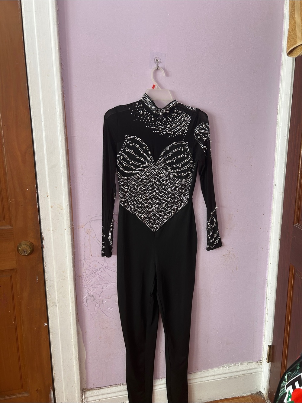 SHEIN Black Sequin Long-Sleeve Jumpsuit - Picture 2 of 6